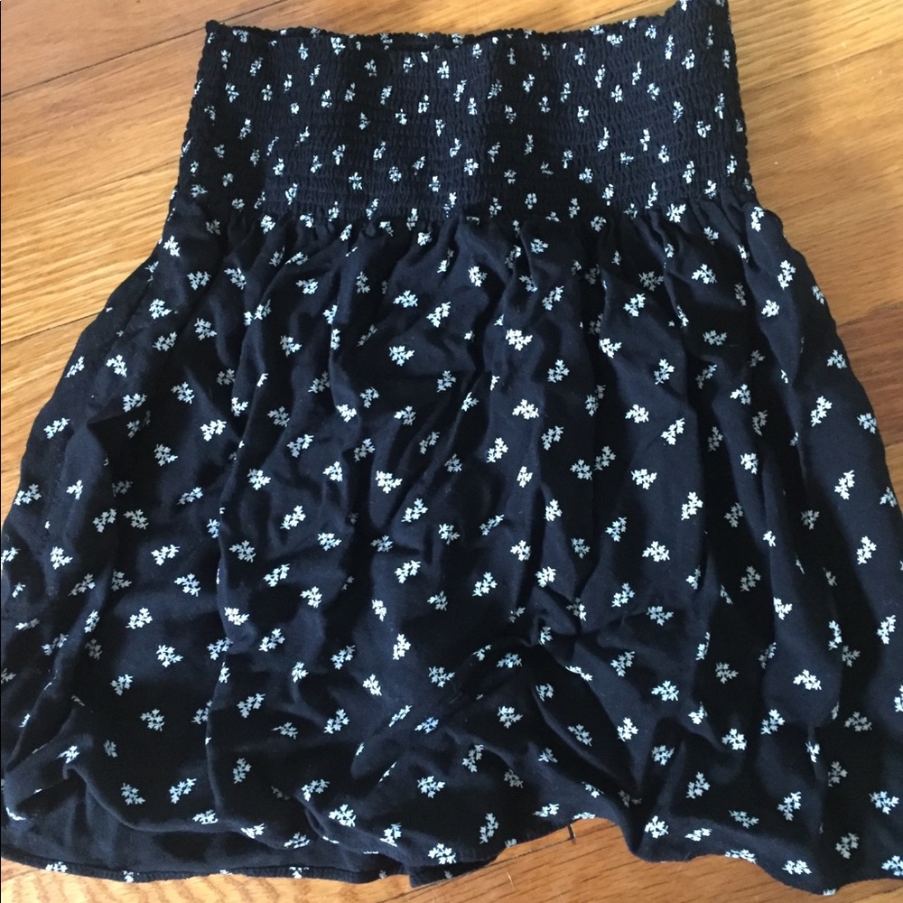 Black skirt with light blue leaf designs